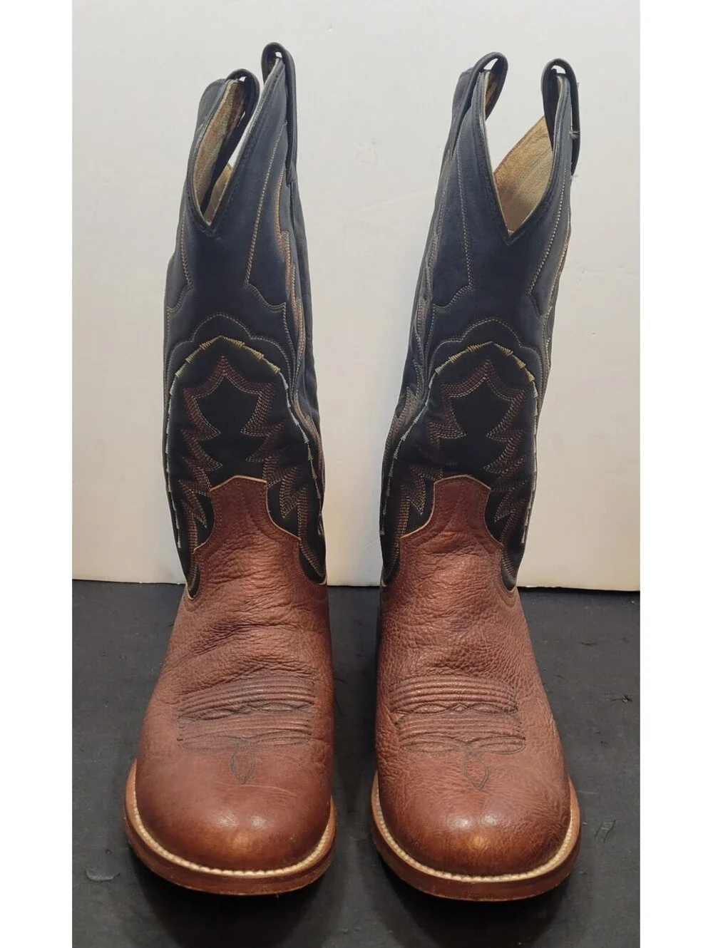 Dan Post Western Boots Mens 9.5 D Pull On Cowboy Brown Leather Round Toe DP4163
